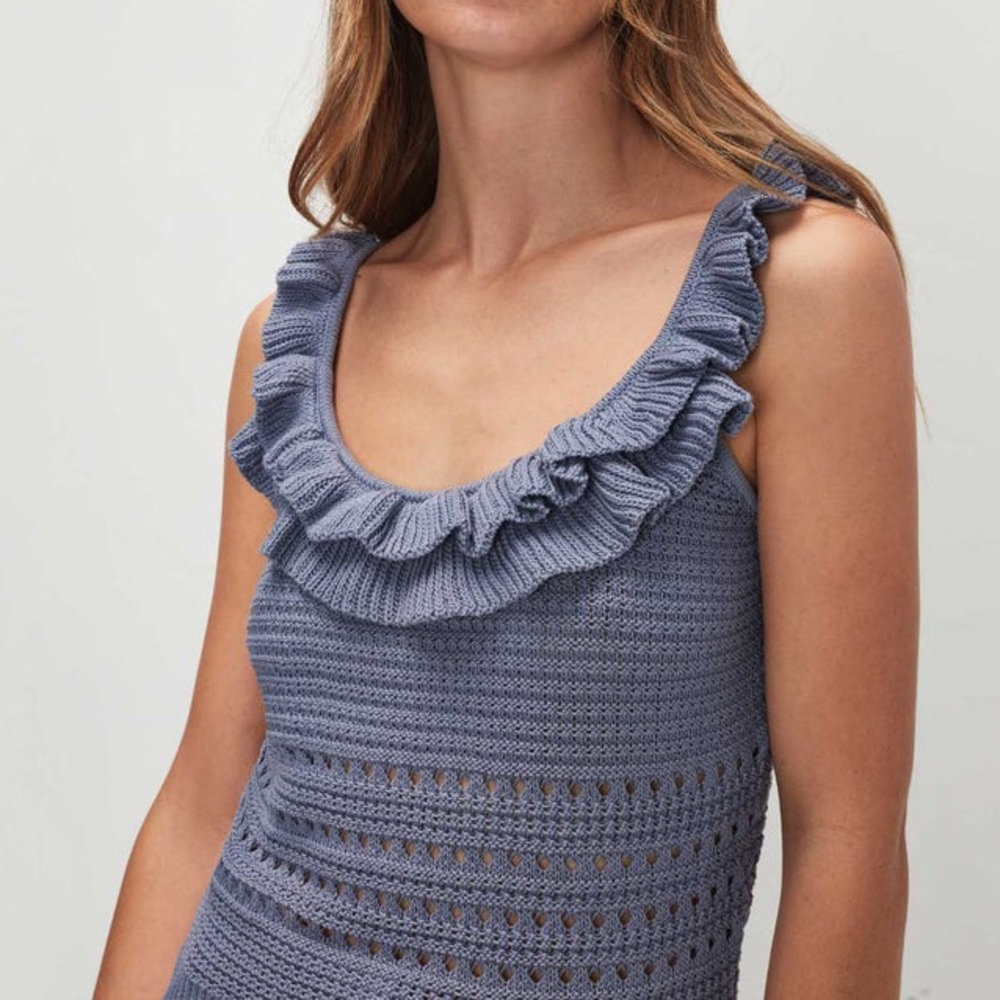 7 for all mankind Crochet Front Blue Tank size Medium